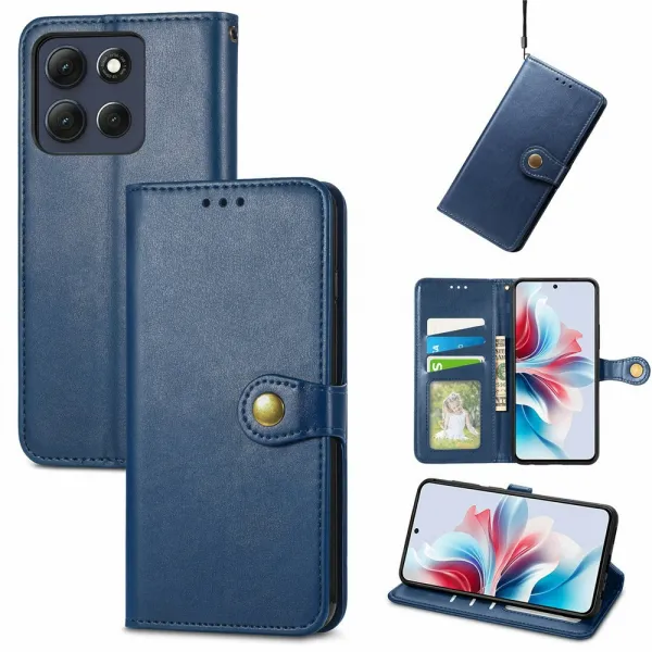 LEATHER BUCKLE Peňaženkový obal pre Motorola Moto G86 Power 5G modrý