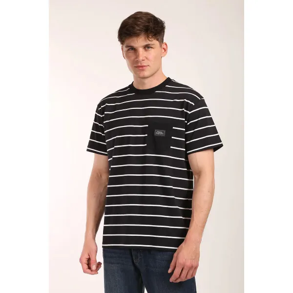 HORSEFEATHERS Tričko Alpha - black stripes BLACK velikost M