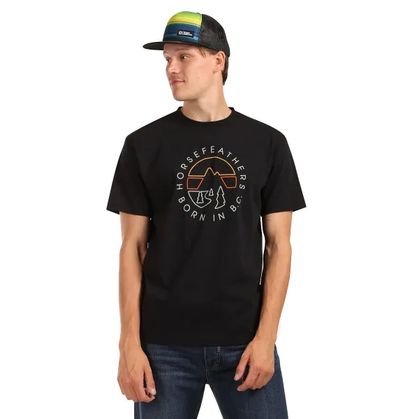HORSEFEATHERS Tričko Line Circle - black BLACK velikost S
