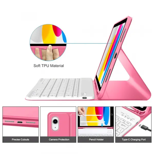 Tech-Protect SC Pen Keyboard puzdro s klávesnicou na iPad 10.9'' 10gen 2022 / 11'' 11gen 2025, ružové (TEC335251)