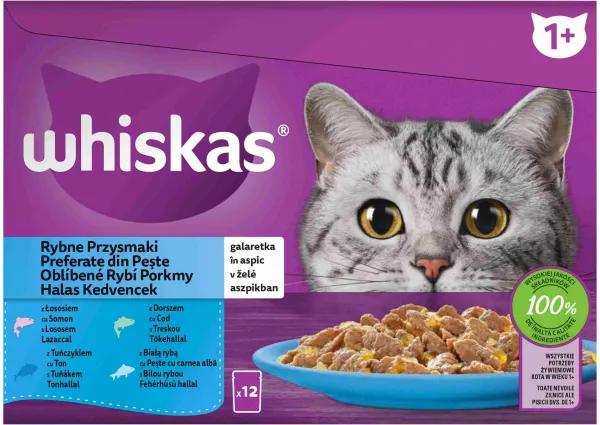 WHISKAS Kapsička Rybací výber v želé 12pack