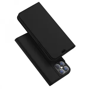 DUX DUCIS Skin Pro knižkové kožené puzdro na iPhone 12 Pro Max, čierne