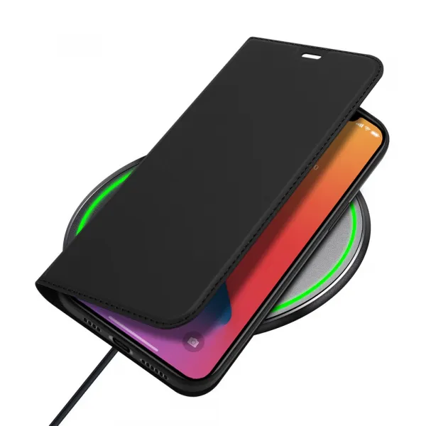 DUX DUCIS Skin Pro knižkové kožené puzdro na iPhone 12 Pro Max, čierne