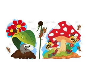 Radostnáfarebnánálepkanastenukrtkoamuchotrávka100x200cm 100 x 200 cm 46008_98556