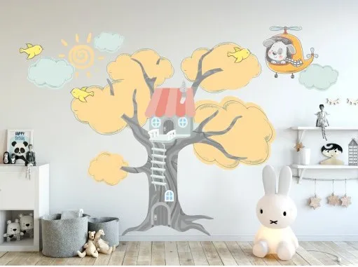 Úžasnádetskánálepkanastenudomčekvstrome100x200cm46020
