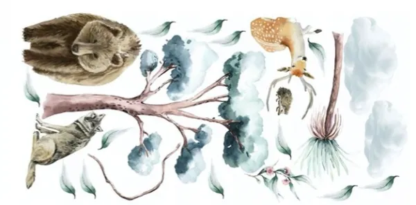 Detskánálepkanastenuzvieratávprírode80x160cm