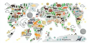 Originálnafarebnádetskánálepkanastenufarebnejmapysveta120x240cm 46148