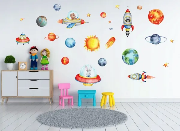 Krásnadetskáfarebnánálepkanastenusmotívomkozmu60x120cm 60 x 120 cm 46150_98701
