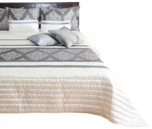 Domtextilu Luxusný prehoz na posteľ s barokovým designom v zlato sivej farbe Šírka: 220 cm | Dĺžka: 240 cm Šírka: 220 cm | Dĺžka: 240 cm 29117_93356
