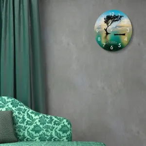Okrúhlesklenenéhodiny30cmsmotívomzápaduslnka46762
