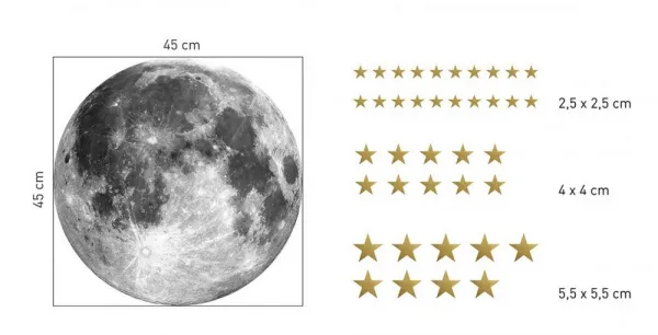 Originálnanálepkanastenumesiacazlatéhviezdy45cm45387