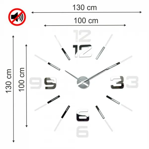 Veľkézrkadlovénalepovaciehodiny130cm46847