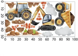 Setnástennýchnálepiekprechlapca-vozidláastavebnéstrojeŠírka:100cm|Dĺžka:200cm