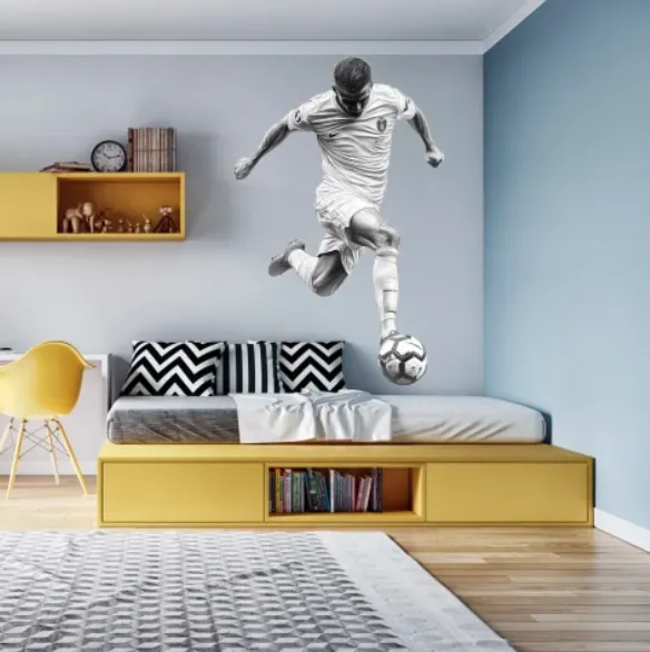 Modernánástennánálepkadodetskejatínedžerskejizby–čiernobielyfutbalistaŠírka:92cm|Dĺžka:142cm