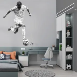 Modernánástennánálepkadodetskejatínedžerskejizby–čiernobielyfutbalistaŠírka:92cm|Dĺžka:142cm
