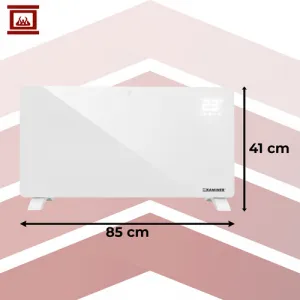 SklenenýelektrickýohrievačKaminerZELVA2500WsWiFiovládaním-biely