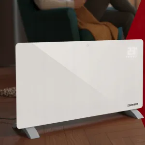 SklenenýelektrickýohrievačKaminerZELVA2500WsWiFiovládaním-biely