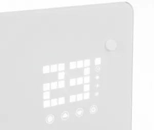 SklenenýelektrickýohrievačKaminerZELVA2500WsWiFiovládaním-biely