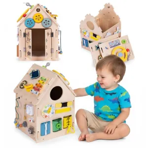 ECOTOYS Dřevěný interaktivní domeček XXL hnědý