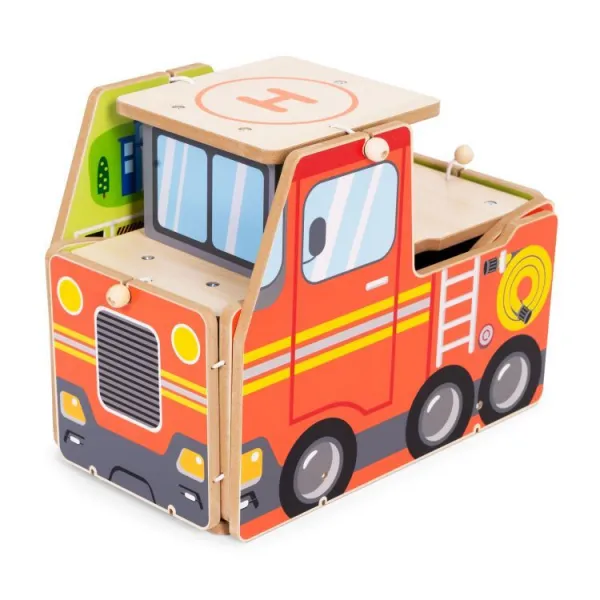 ECOTOYS Dřevěná požární stanice STATION 2v1 červená
