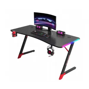 DomTextilu Čiernyhernýstôl,PCstôlsLEDosvetlenímRGBŠírka:120cm EKSBG01-black_120 čierna