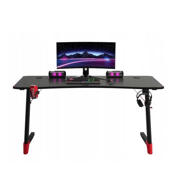 DomTextilu Čiernyhernýstôl,PCstôlsLEDosvetlenímRGBŠírka:120cm EKSBG01-black_120 čierna