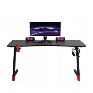 DomTextilu Čiernyhernýstôl,PCstôlsLEDosvetlenímRGBŠírka:120cm EKSBG01-black_120 čierna