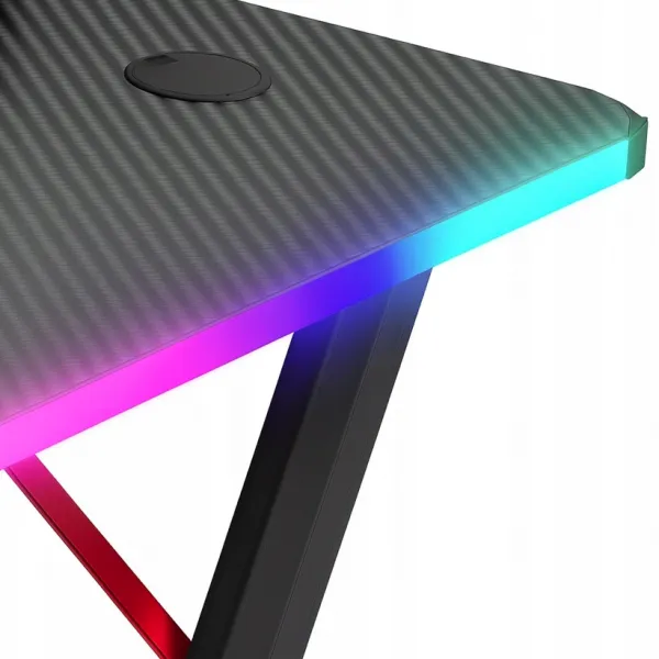 DomTextilu Čiernyhernýstôl,PCstôlsLEDosvetlenímRGBŠírka:120cm EKSBG01-black_120 čierna