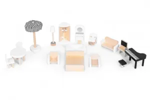 ECOTOYS Dřevěný domeček pro panenky PATIO vícebarevný