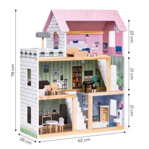 ECOTOYS Dřevěný domeček pro panenky PATIO vícebarevný