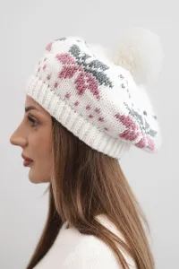 Dámska zimná čiapka s vločkovým motívom a brmbolcom