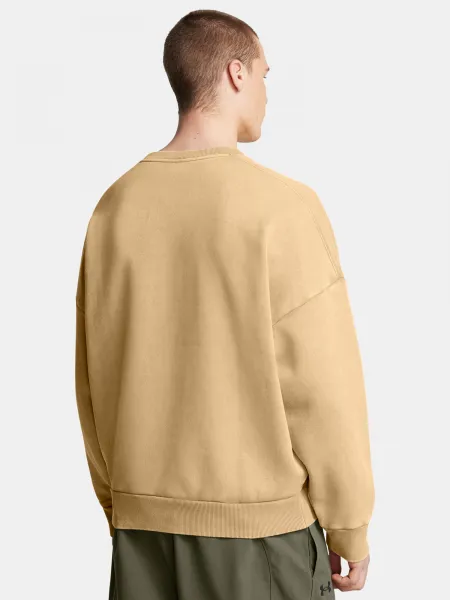 Mikiny a mikiny s kapucou - Under Armour M Icon Heavyweight Fleece Wash Oversized Crew Brown Hnedá