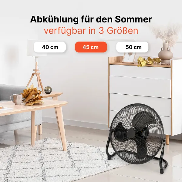 VL 3066 BK podlahový ventilátor 45 cm, kovovo čierny
