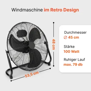 VL 3066 BK podlahový ventilátor 45 cm, kovovo čierny