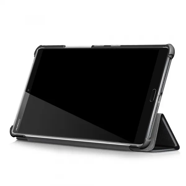 LEATHER Zaklápací kryt pre Huawei MediaPad M5 8.4 čierny