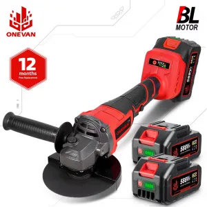 Bezuhlíková uhlová brúska OneVan 125 mm M14 vhodná pre batériu MAKITA 18V + 14 ks doplnkov v cene