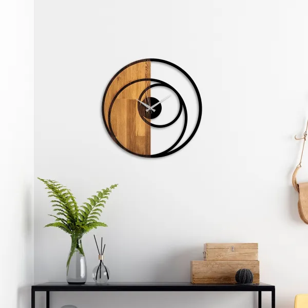 Wallity Dekoratívne nástenné hodiny WALLIE CIRCLE 56 cm orech/čierne