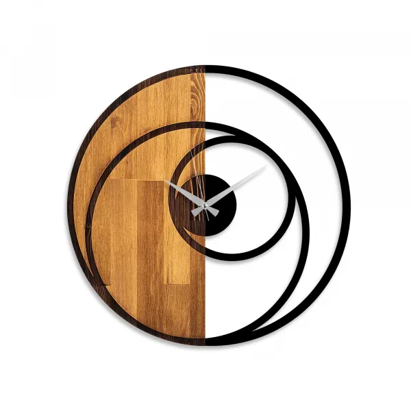 Wallity Dekoratívne nástenné hodiny WALLIE CIRCLE 56 cm orech/čierne