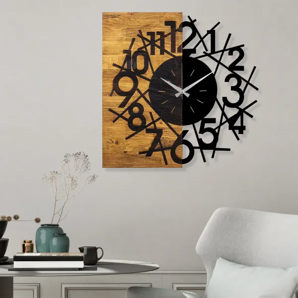 Wallity Nástenné dekoratívne hodiny WALLIE I. 58 cm orech/čierna