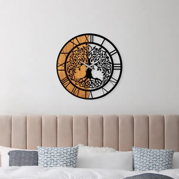 Wallity Dekoratívne nástenné hodiny WALLIE TREE LIKE 56 cm orech/čierne