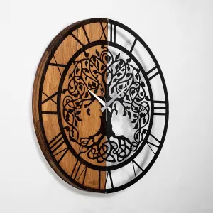 Wallity Dekoratívne nástenné hodiny WALLIE TREE LIKE 56 cm orech/čierne