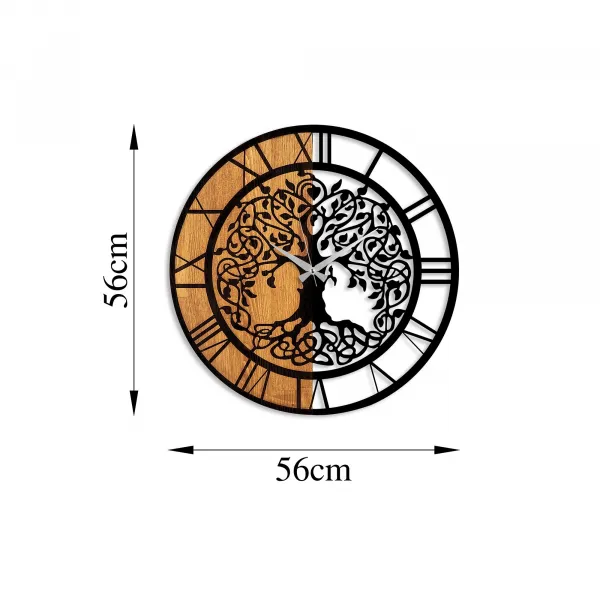 Wallity Dekoratívne nástenné hodiny WALLIE TREE LIKE 56 cm orech/čierne