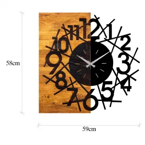 Wallity Nástenné dekoratívne hodiny WALLIE I. 58 cm orech/čierna