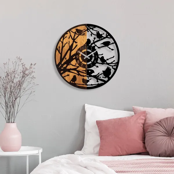 Wallity Dekoratívne nástenné hodiny WALLIE WOODEN 56 cm orech/čierne