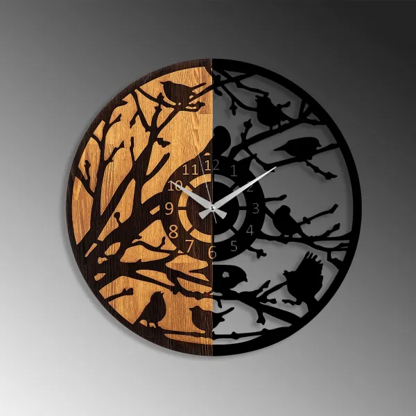 Wallity Dekoratívne nástenné hodiny WALLIE WOODEN 56 cm orech/čierne