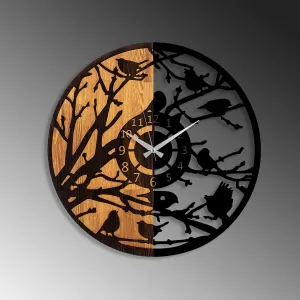 Wallity Dekoratívne nástenné hodiny WALLIE WOODEN 56 cm orech/čierne