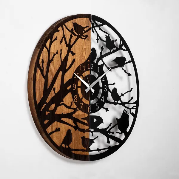 Wallity Dekoratívne nástenné hodiny WALLIE WOODEN 56 cm orech/čierne