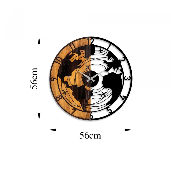 Dekoratívne drevené nástenné hodiny World Map