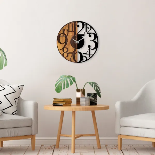 Wallity Dekoratívne nástenné hodiny WILLIE CONTRAST 56 cm orech/čierne