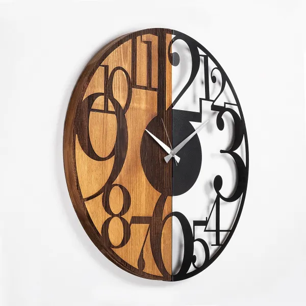 Wallity Dekoratívne nástenné hodiny WILLIE CONTRAST 56 cm orech/čierne